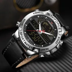 NAVIFORCE - moderigtigt sportsur - quartz - analog - læderrem - vandtæt