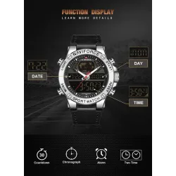 NAVIFORCE - montre de sport tendance - quartz - analogique - bracelet cuir - étanche