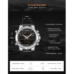 NAVIFORCE - moderigtigt sportsur - quartz - analog - læderrem - vandtæt