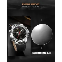 NAVIFORCE - moderigtigt sportsur - quartz - analog - læderrem - vandtæt