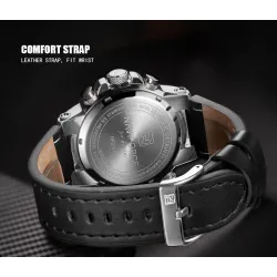 NAVIFORCE - moderigtigt sportsur - quartz - analog - læderrem - vandtæt