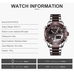 NAVIFORCE - luksus quartz ur - rustfrit stål - vandtæt