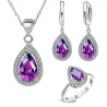 Luxuriöses Schmuckset – Wassertropfenförmiger Zirkonia – Halskette – Ohrringe – Ring