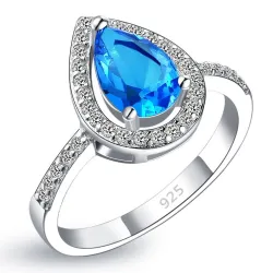 Conjuntos de joyasConjunto de joyas de lujo - circonitas cúbicas en forma de gota de agua - collar - pendientes - anillo