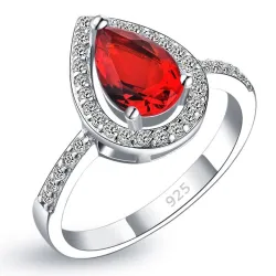 Luxuriöses Schmuckset – Wassertropfenförmiger Zirkonia – Halskette – Ohrringe – Ring