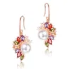Elegante gulløreringer - perle - fargerike cubic zirconia