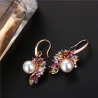 AretesPendientes elegantes de oro - perla - circonitas cúbicas de colores