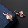 Elegant gold earrings - pearl - colorful cubic zirconiaEarrings