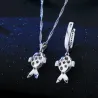 Ensemble de bijoux élégants - collier - boucles d'oreilles - poisson aux yeux rouges - argent sterling 925 - zircone cubique