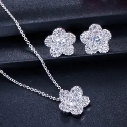 Conjuntos de joyasConjunto de bisutería con forma de flores - collar - pendientes - circonitas cúbicas