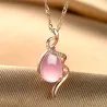 Elegant rose gold necklace - water drop shaped pendant - pink opal - crystalsNecklaces