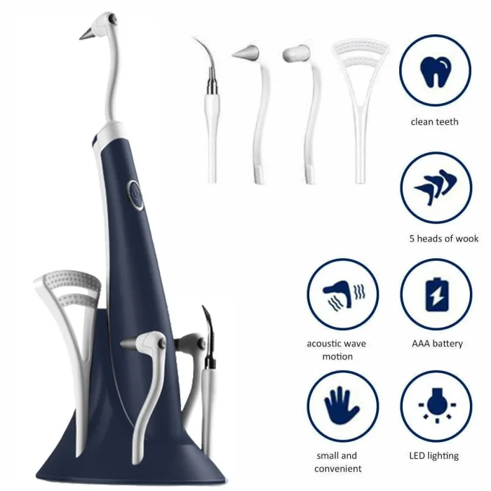 Universal elektrisk tandrengörare - ultraljudsavskiljare - fläckborttagningsmedel - blekning - 5 i 1 set