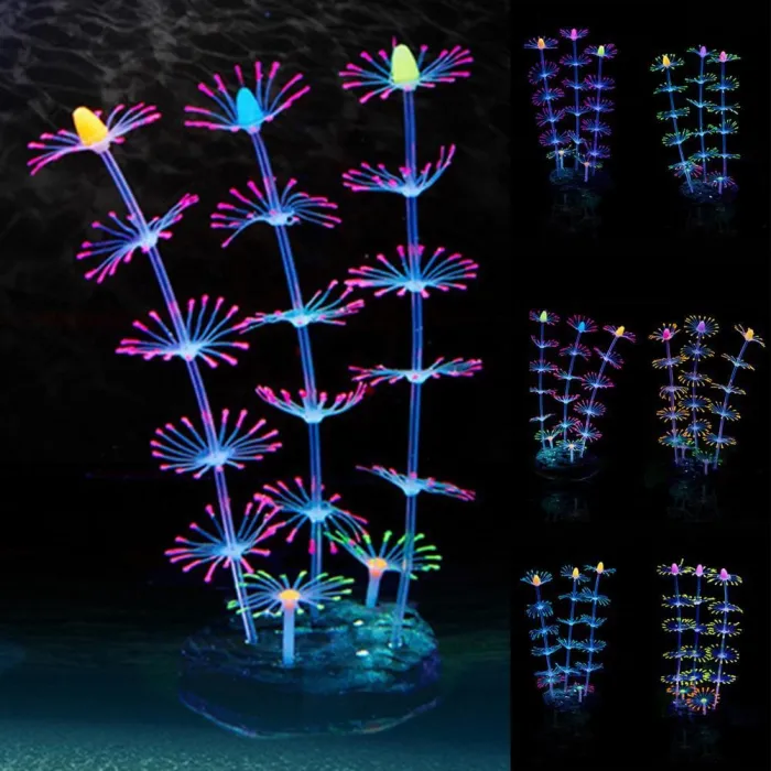 Coral de silicone - planta luminosa - decoração de aquário