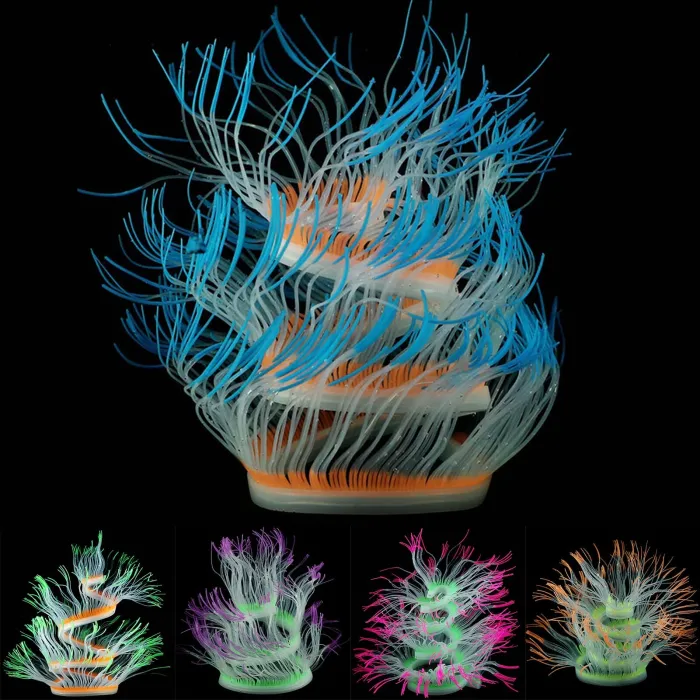 DecoracionesCoral luminoso colorido - planta de silicona artificial