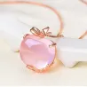 Collier élégant en or rose - pendentif en forme de pomme - cristaux - opale rose
