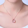 Elegant roséguld halsband - äppelformat hänge - kristaller - rosa opal