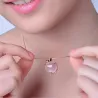 Elegant rose gold necklace - apple shaped pendant - crystals - pink opalNecklaces