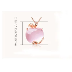 Elegant rose gold necklace - apple shaped pendant - crystals - pink opalNecklaces