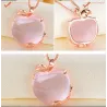 Elegant rose gold necklace - apple shaped pendant - crystals - pink opalNecklaces