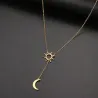 Colar de aço inoxidável moderno - lua e estrela