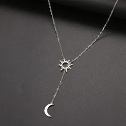 Trendy roestvrijstalen ketting - maan & sterHalskettingen