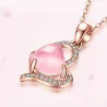 Elegant roséguld halsband - hjärtformat hänge - kristaller - rosa opal