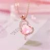 Elegant roséguld halsband - hjärtformat hänge - kristaller - rosa opal