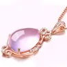 Elegant roséguld halsband - vattendroppsformat hänge - kristaller - rosa opal