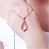 CollarElegante collar de oro rosa - colgante en forma de gota de agua - cristales - ópalo rosa