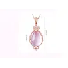 Elegant rosa gullkjede - vanndråpeformet anheng - krystaller - rosa opal
