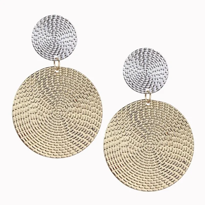 Moderiktiga örhängen - dubbla cirklar - silver & guld