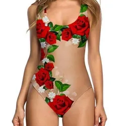 Sexy badpak uit één stuk - monokini - bloemen- en fruitprintBadkleding