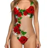 Costume intero sexy - monokini - stampa floreale e frutta