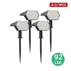 Luci ad energia solare - faretti paesaggistici - 3 modalità di illuminazione - 92 LED - IP67 waterproof