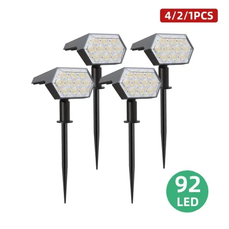 Lampes solaires - spots paysagers - 3 modes d'éclairage - 92 LED - étanche IP67
