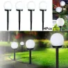 Lampe solaire de jardin - bâton de sol - boule ronde - LED - étanche - 4 pièces