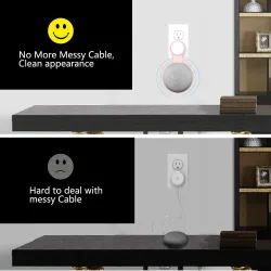 Pistorasiaan kiinnitettävä seinäteline - ääniavustin - pistoke - Google Home Minille / Nest Minille