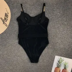 Sexy fløyels badedrakt i ett stykke - push up - dekorativt belte