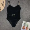 Sexy fluwelen badpak - push up - decoratieve riemBadkleding
