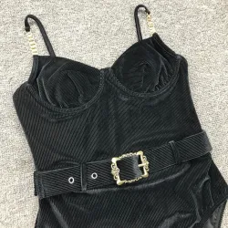Costume intero in velluto sexy - push up - cintura decorativa