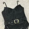 Sexy Badeanzug aus Samt - Push-up - dekorativer Gürtel
