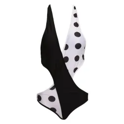 Sexy one piece swimsuit - black & white - polka dotBeachwear
