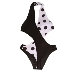 Maillot de bain une pièce sexy - noir & blanc - à pois