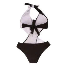 Sexy one piece swimsuit - black & white - polka dotBeachwear