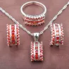 Ensemble de bijoux élégant - avec zircone rouge - collier - boucles d'oreilles - bague