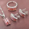 Ensemble de bijoux élégant - avec zircone rouge - collier - boucles d'oreilles - bague