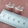 Ensemble de bijoux élégant - avec zircone rouge - collier - boucles d'oreilles - bague