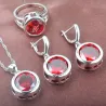 Ensemble de bijoux en argent à la mode - avec zircone ronde - collier - boucles d'oreilles - bague
