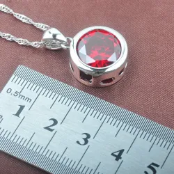 Conjunto de joias de prata da moda - com zircônias redondas - colar - brincos - anel