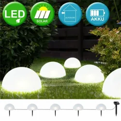 Hage solcellelys - halvklodeformet - 5 LED - vanntett - bakkemontert